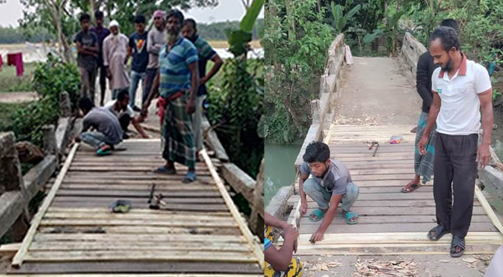 অবশেষে ভারানি খালের ভাঙা সেতুতে বসানো হলো পাটাতন