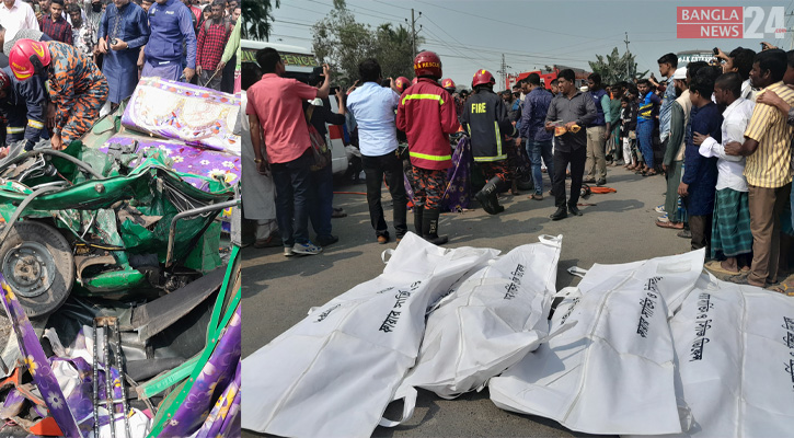 ময়মনসিংহে অটোরিকশায় বাসের ধাক্কা, একই পরিবারের ৩ জনসহ নিহত ৭