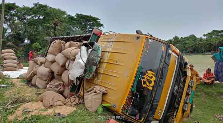 সাতক্ষীরায় ধানবোঝাই ট্রাক উল্টে  ২ শ্রমিক নিহত, আহত ১০