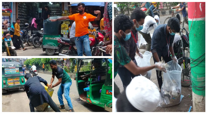 ফেনীতে ট্রাফিক ও পরিচ্ছন্নতার কাজ করেছেন স্বেচ্ছাসেবকরা